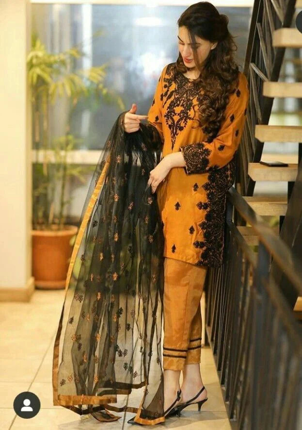 Eden Robe, unstitched 3 piece embroidered summer suit-RT418